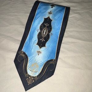 Franco Di Napoli Mens 100% Silk Tie Black And Blue.